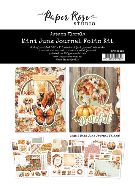Autumn Florals 8.5x11" Mini Junk Journal Folio Kit 35481 – Paper Rose ...