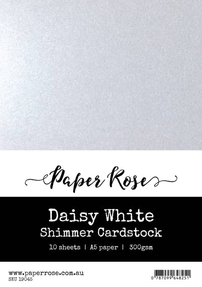 Daisy White Shimmer Cardstock A5 10pc 19045 - Paper Rose Studio
