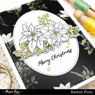 Poinsettia Garden Stamped Cards - Rachel Finn