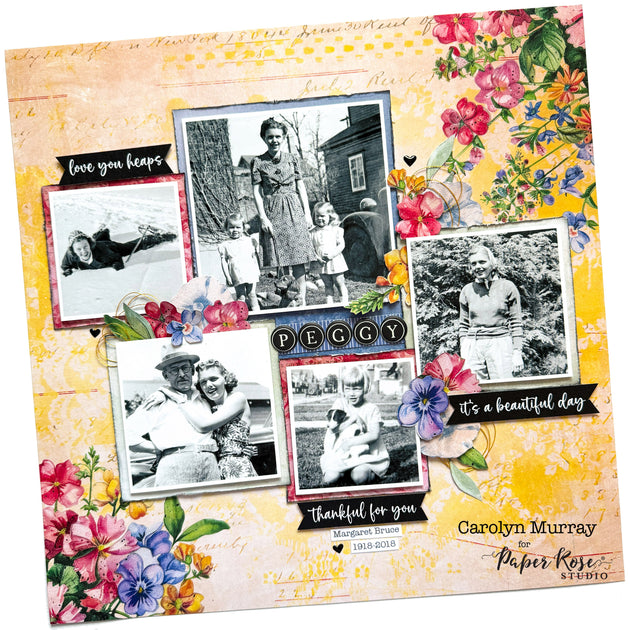 Flower Shoppe Basics Scrapbook Layout - Carolyn Murray – Paper Rose Studio