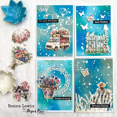 Flower Shoppe Cards - Die Cutting & Handcoloring Techniques - Donna Lewis