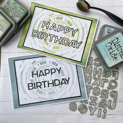 Hud Stencil Happy Birthday Cards - Tanya Heritage