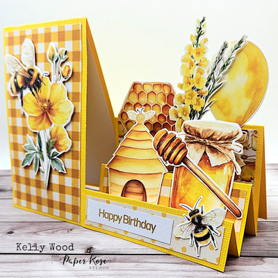 Bees & Butterflies Fancy Fold Card - Kelly Wood