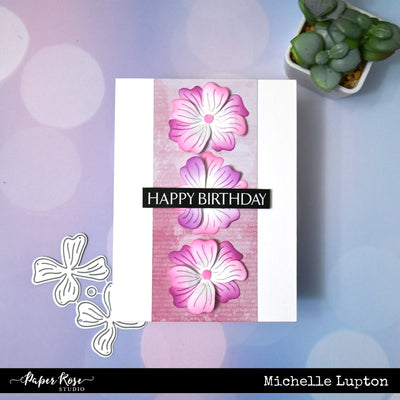 Happy Birthday Etched Flowers Card - Michelle Lupton