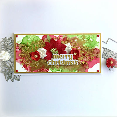 Merry Christmas Alcohol Ink Card - Tania Ridgwell