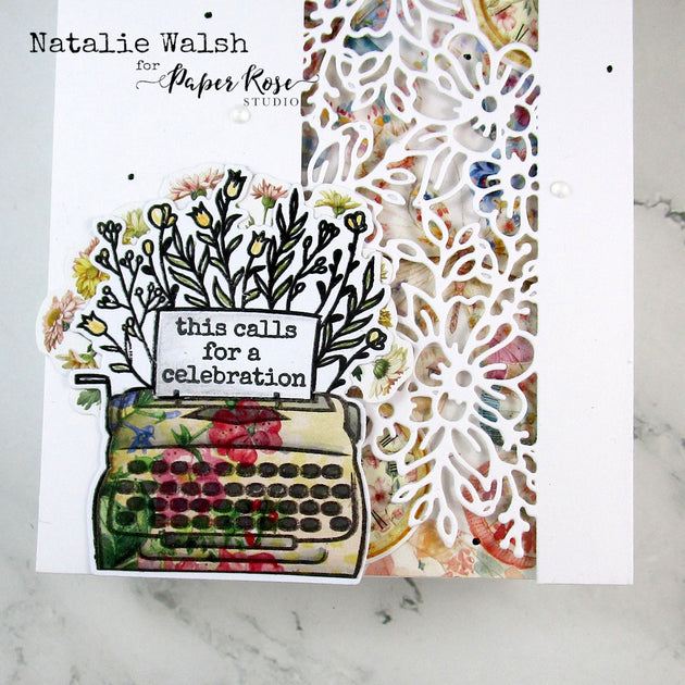 Vintage Typewriter Floral Border Die Card - Natalie Walsh – Paper Rose ...