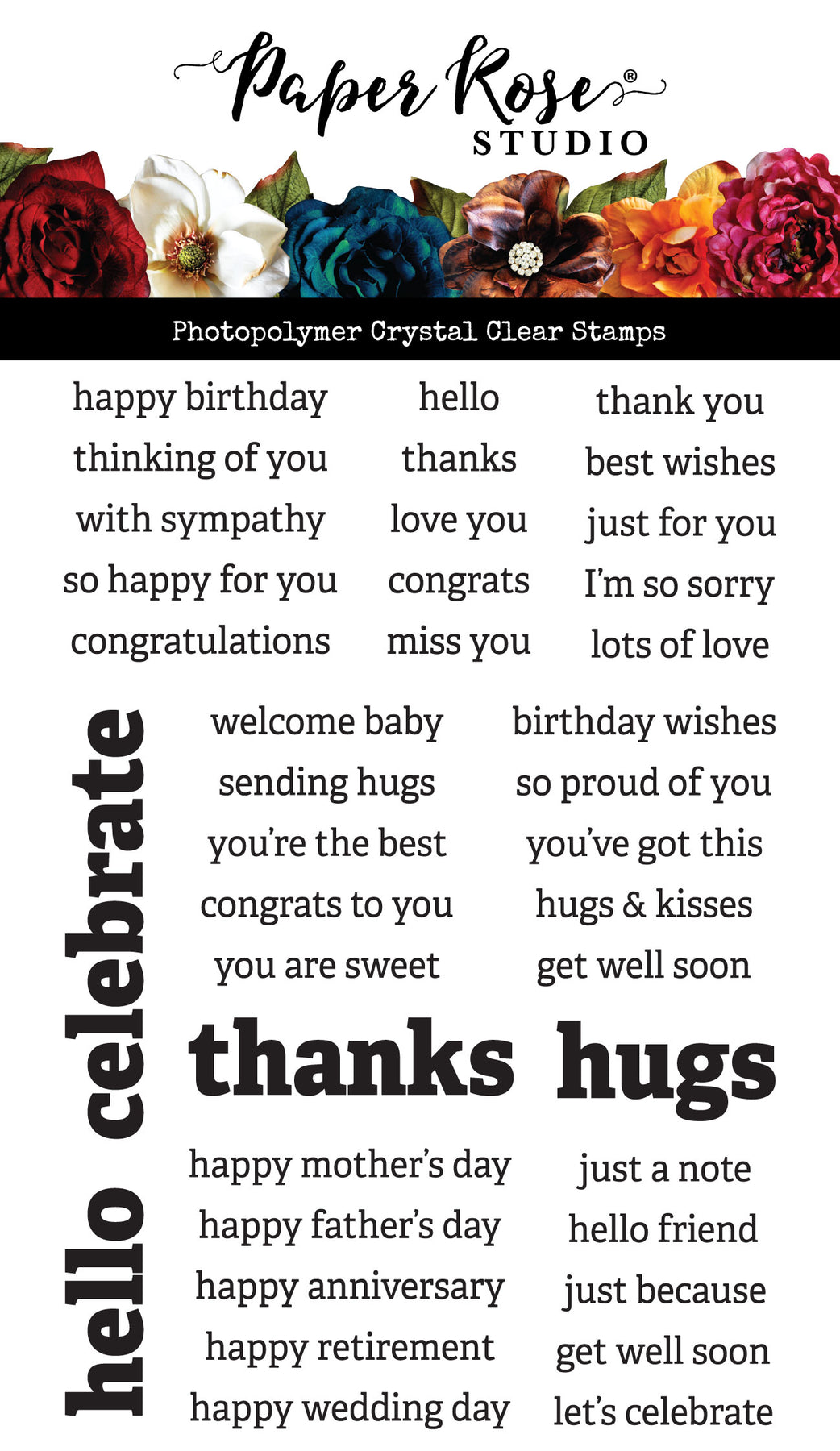 Paper Rose Stacked Sentiments 1  stamp