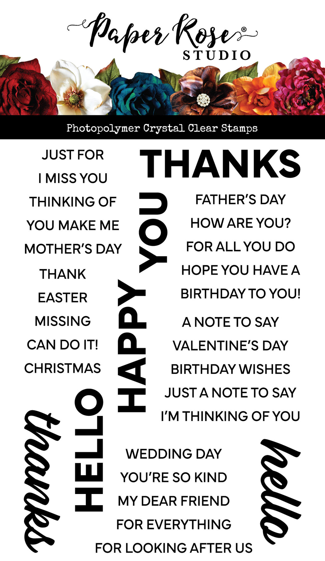 Paper Rose Stacked Sentiments 2 stamp Paper Rose Stacked Sentiments 2 stamp