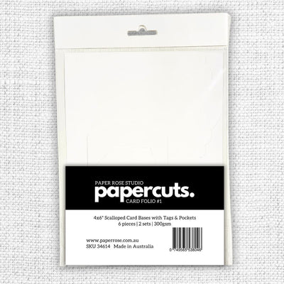 Card Folio #1  - 4x6" Scalloped Card Bases with Tags & Pockets - 6 pieces 34614 - Paper Rose Studio