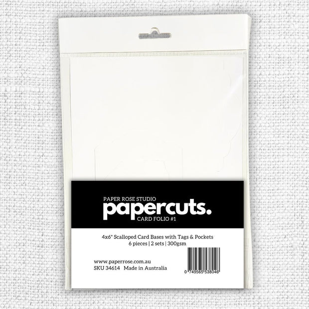 Card Folio #1  - 4x6" Scalloped Card Bases with Tags & Pockets - 6 pieces 34614 - Paper Rose Studio