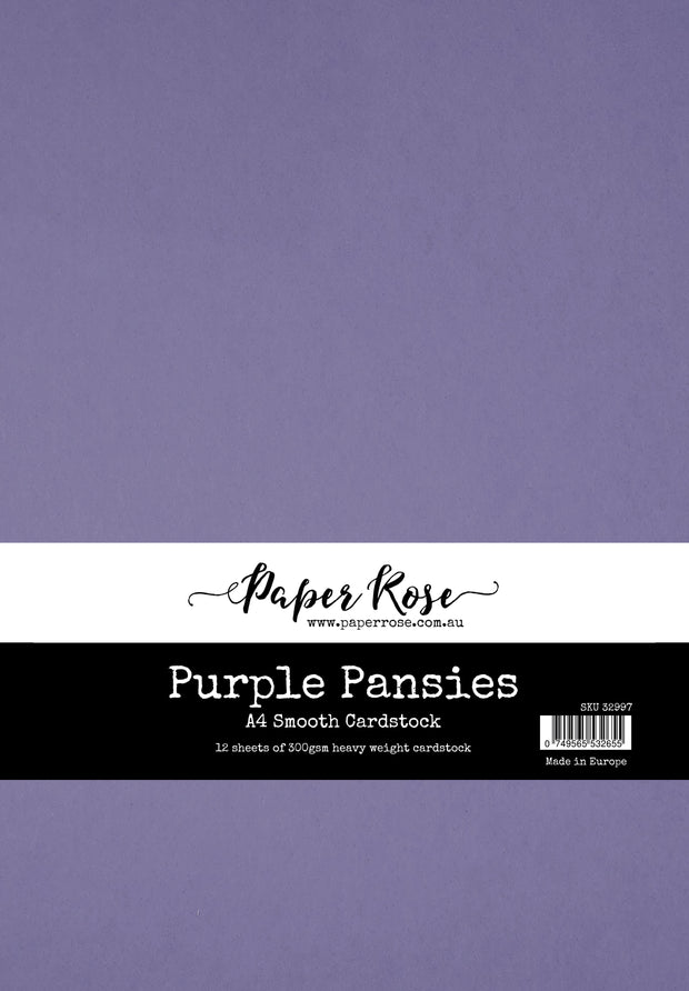 Purple Pansies Smooth Cardstock A4 12 sheets 32997