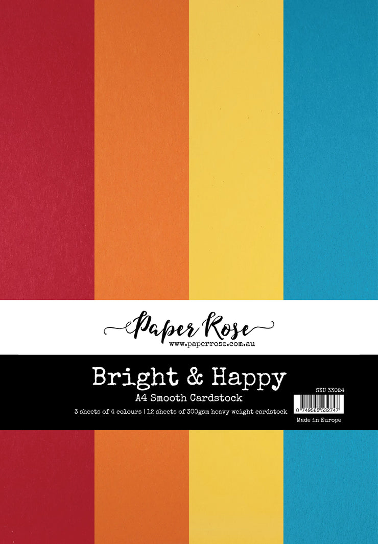 Bright & Happy Assorted Smooth Cardstock A4 12 sheets 33024