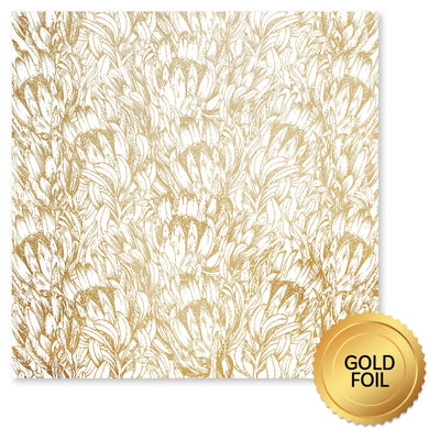 Blooming Proteas Gold Foil A 12x12 Paper (6pc Bulk Pack) 30750 - Paper Rose Studio