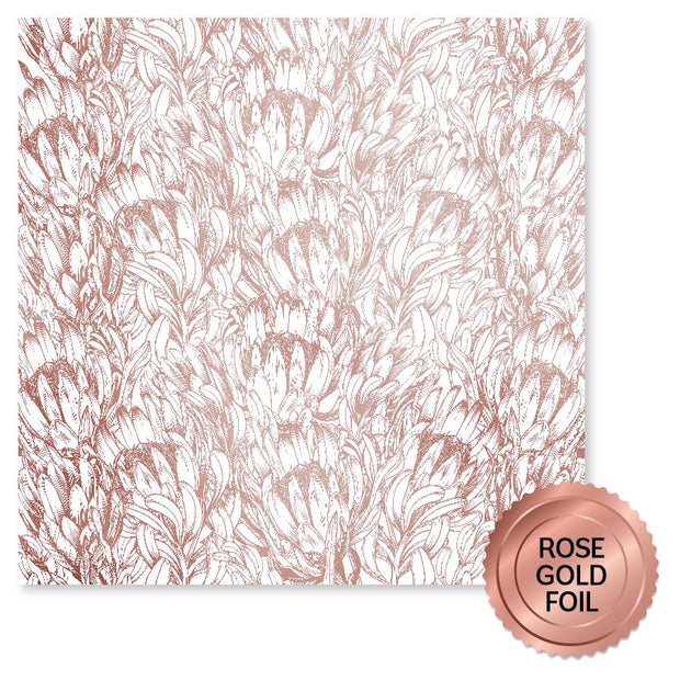 Blooming Proteas Rose Gold Foil A 12x12 Paper (6pc Bulk Pack) 30726 - Paper Rose Studio