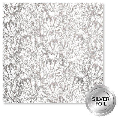Blooming Proteas Silver Foil A 12x12 Paper (6pc Bulk Pack) 30774 - Paper Rose Studio