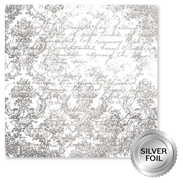 Blooming Proteas Silver Foil E 12x12 Paper (6pc Bulk Pack) 30786 - Paper Rose Studio