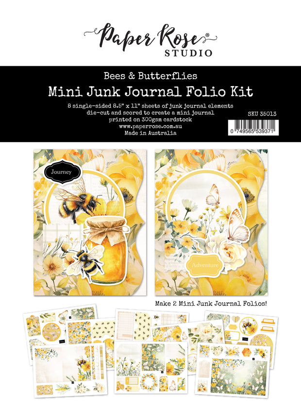 Bees and  Butterflies  8.5" x 11" Mini Junk Journal Folio Kit 35013
