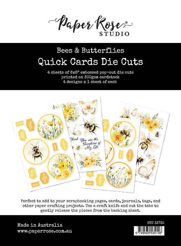 Bees & Butterflies 6x8" Quick Cards Die Cuts 33732