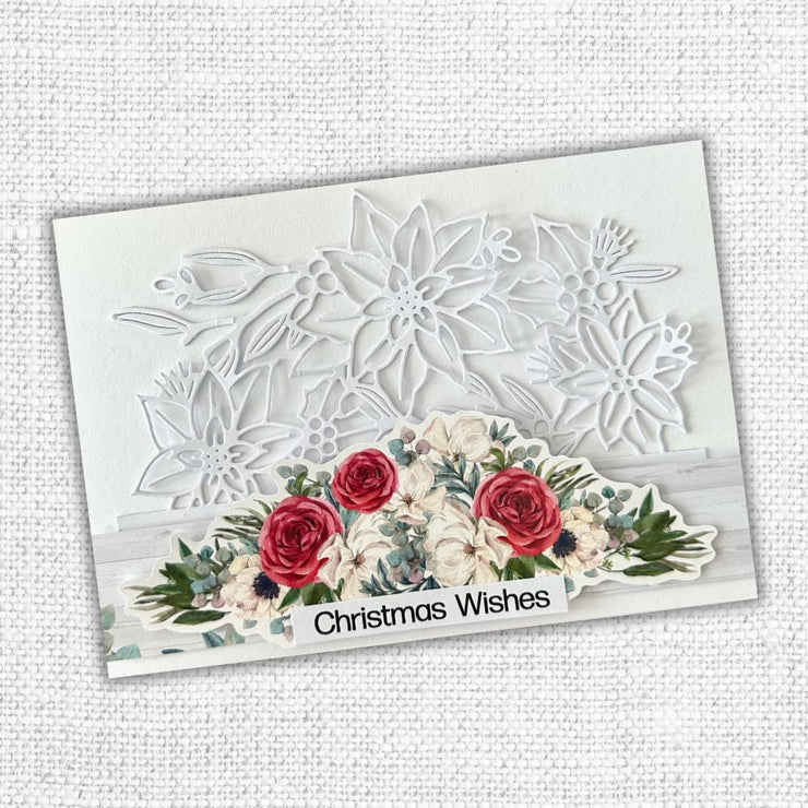 White Christmas Poinsettia Border Metal Cutting Die 32568