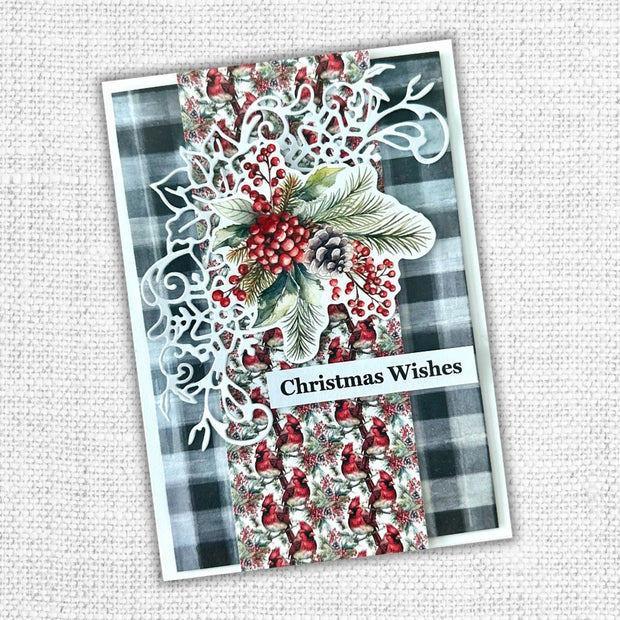 White Christmas Poinsettia Corner Metal Cutting Die 32565 - Paper Rose Studio