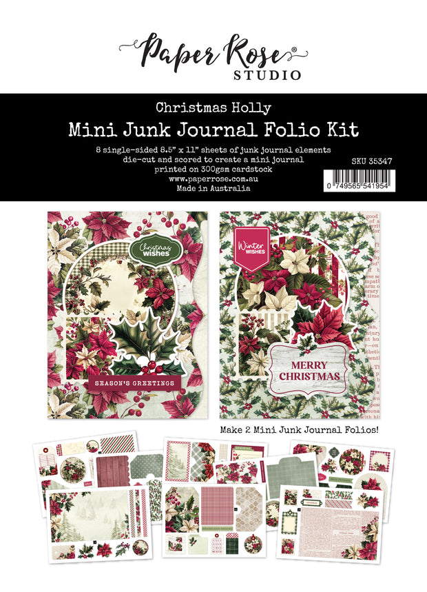 Christmas Holly 8.5" x 11" Mini Junk Journal Folio Kit 35347