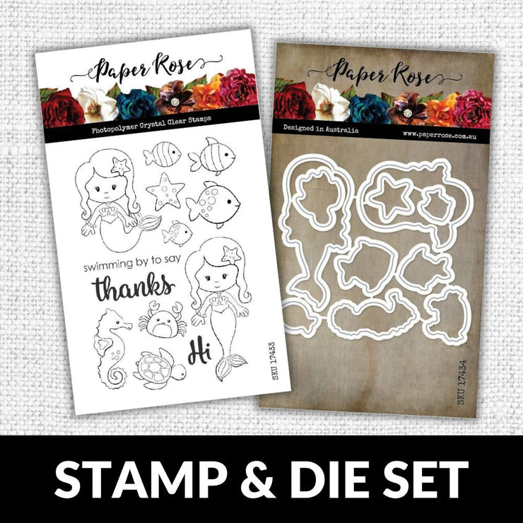 Mermaid Magic 4x6" CLEAR STAMP & DIE SET 17433 17434 DISCONTINUED