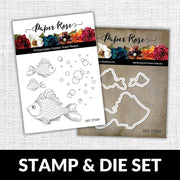 Fish & Bubbles 4x4" CLEAR STAMP & DIE SET 17589 17328 DISCONTINUED