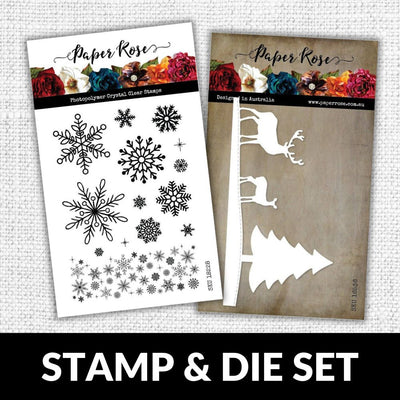 Christmas Snowflakes 4x6"  CLEAR STAMP & DIE SET 18228 16536 DISCONTINUED