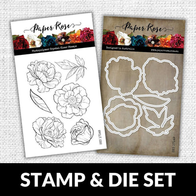 Peonies 4x6" STAMP & DIE SET 17148-17149 DISCONTINUED