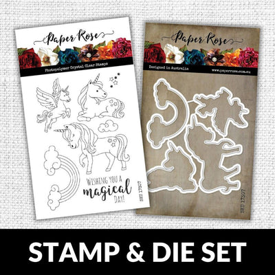 Unicorn Magic 4x6" CLEAR STAMP & DIE SET 17307 17308 DISCONTINUED