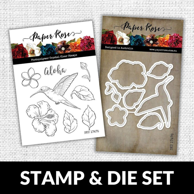 Hummingbird Garden 4x4" CLEAR STAMP & DIE SET 17475 DISCONTINUED