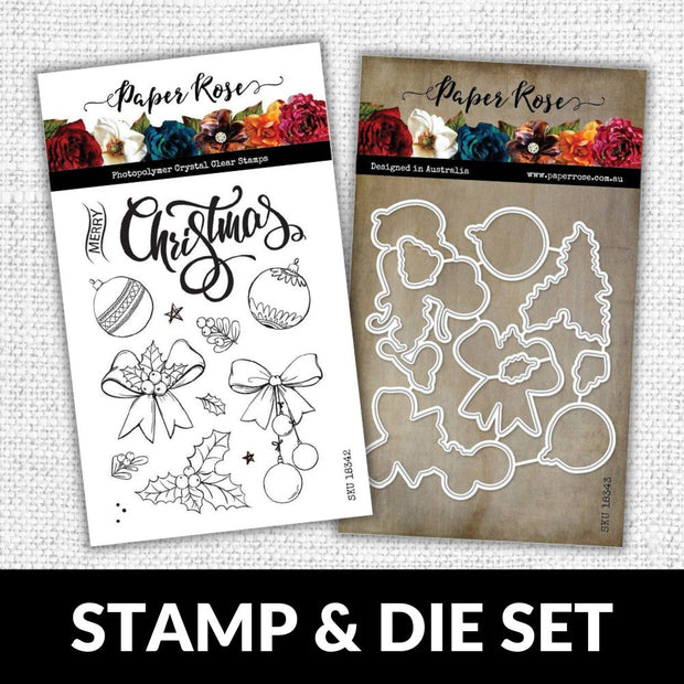 Sketchy Christmas Ornaments 4x6" CLEAR STAMP & DIE SET 18342 18343 DISCONTINUED