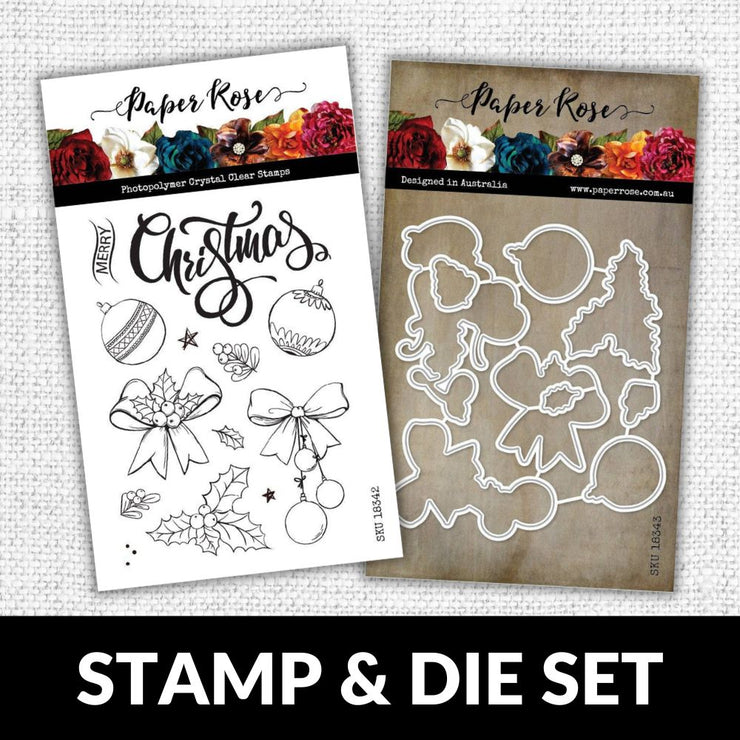 Sketchy Christmas Ornaments 4x6" CLEAR STAMP & DIE SET 18342 18343 DISCONTINUED