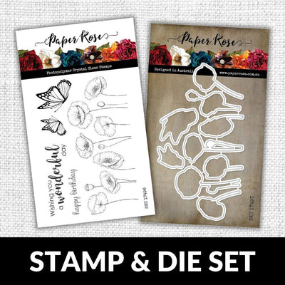 Poppies 4x6" CLEAR STAMP & DIE SET 17496 17497 DISCONTINUED