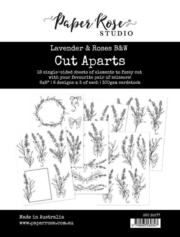 Lavender & Roses B & W Cut Aparts Paper Pack 32277 - Paper Rose Studio