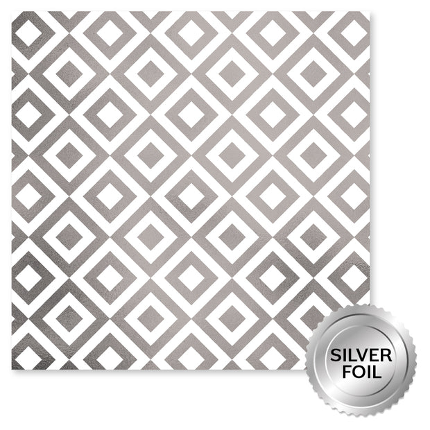 Lavender & Roses Silver Foil C 12x12 Paper (6pc Bulk Pack) 32253 - Paper Rose Studio