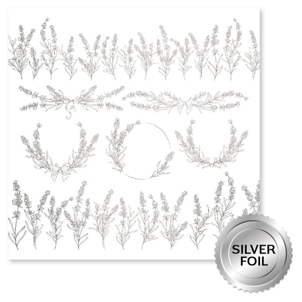 Lavender & Roses Silver Foil D 12x12 Paper (6pc Bulk Pack) 32256 - Paper Rose Studio