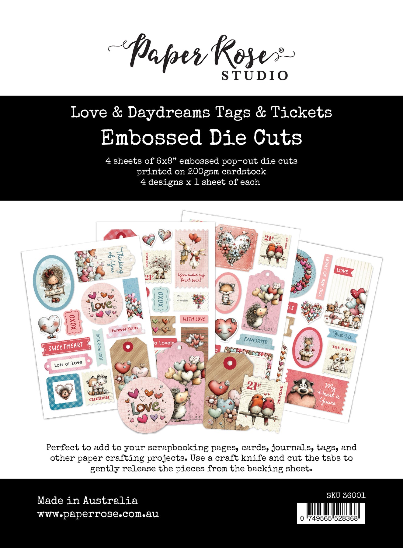 Love & Daydreams 6x8 Tags & Tickets Embossed Die Cuts 36001
