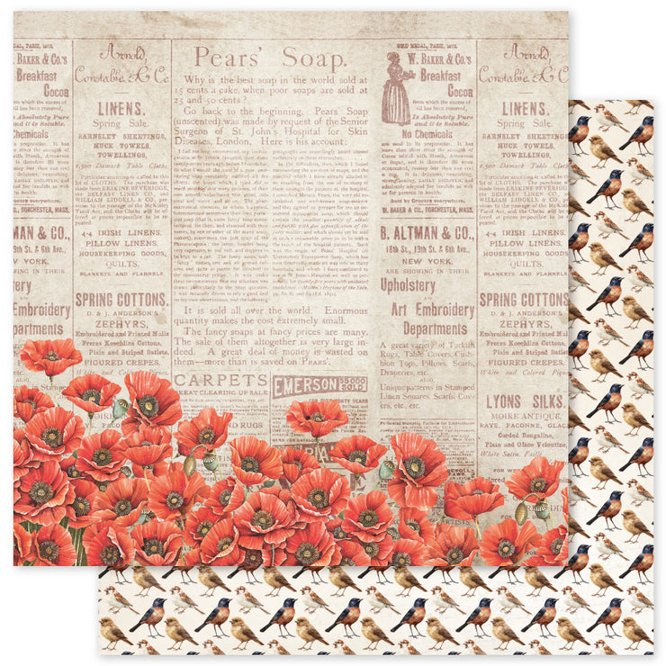 Poppy Garden D 12x12 Paper (12pc Bulk Pack) 34632 - Paper Rose Studio