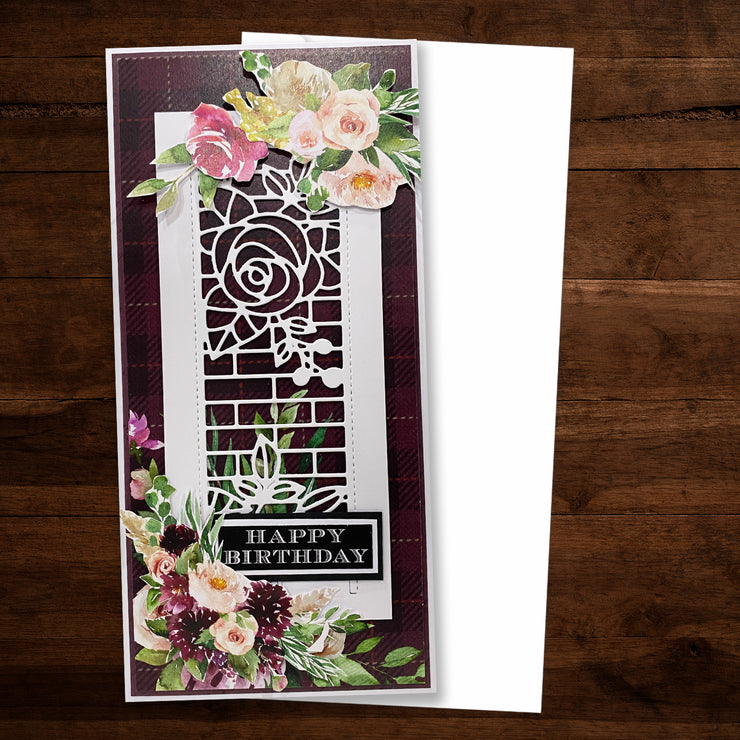 Ella's Garden Rose and Brick Border Metal Die 17961 - Paper Rose Studio