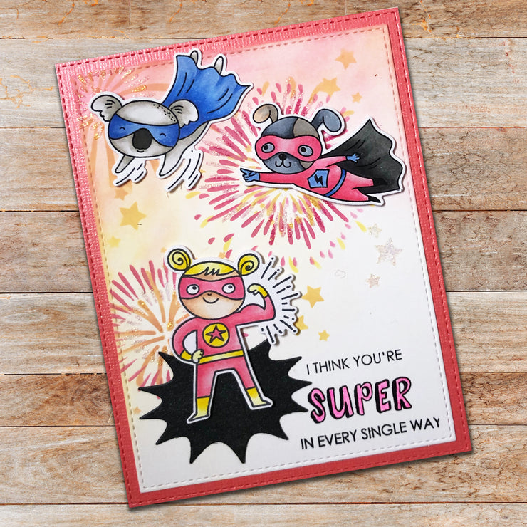 Super Hero Fun 4x6" Clear Stamp Set 18054 - Paper Rose Studio
