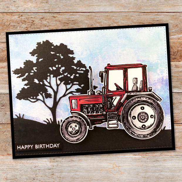 Vintage Tractor 4x4" Clear Stamp Set 18605 - Paper Rose Studio