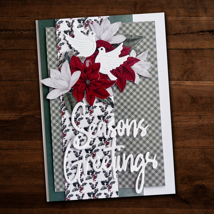 Tall Script Words Season's Greetings Metal Cutting Die 26107 - Paper Rose Studio