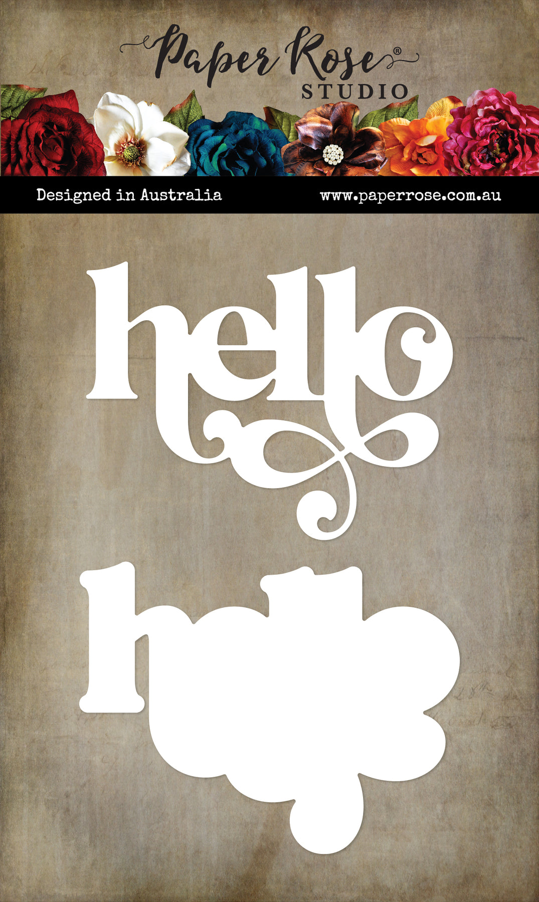 Paper Rose Fancy Script Hello Die