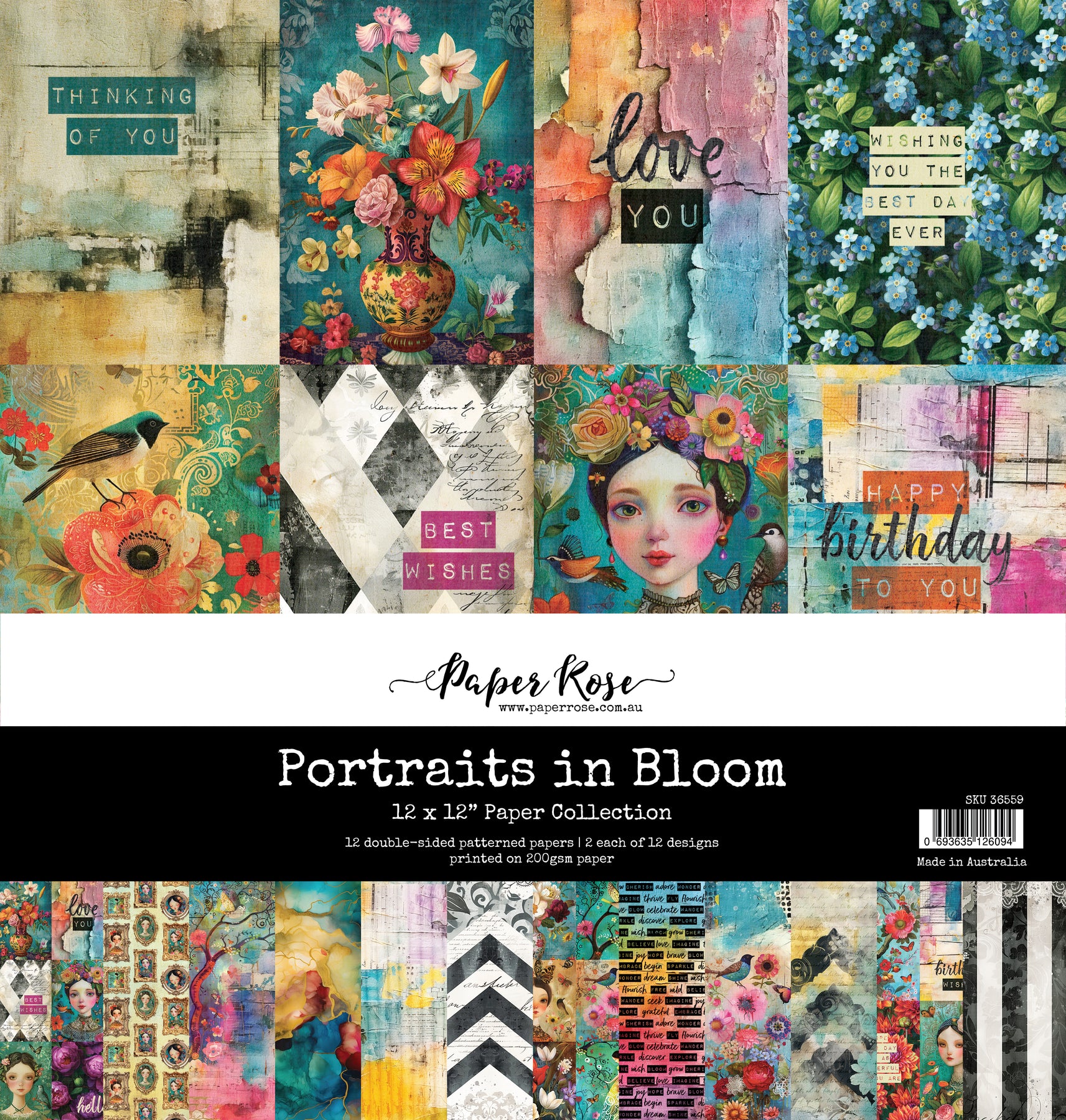 Paper Rose Portraits in Bloom 12 x 12 papers