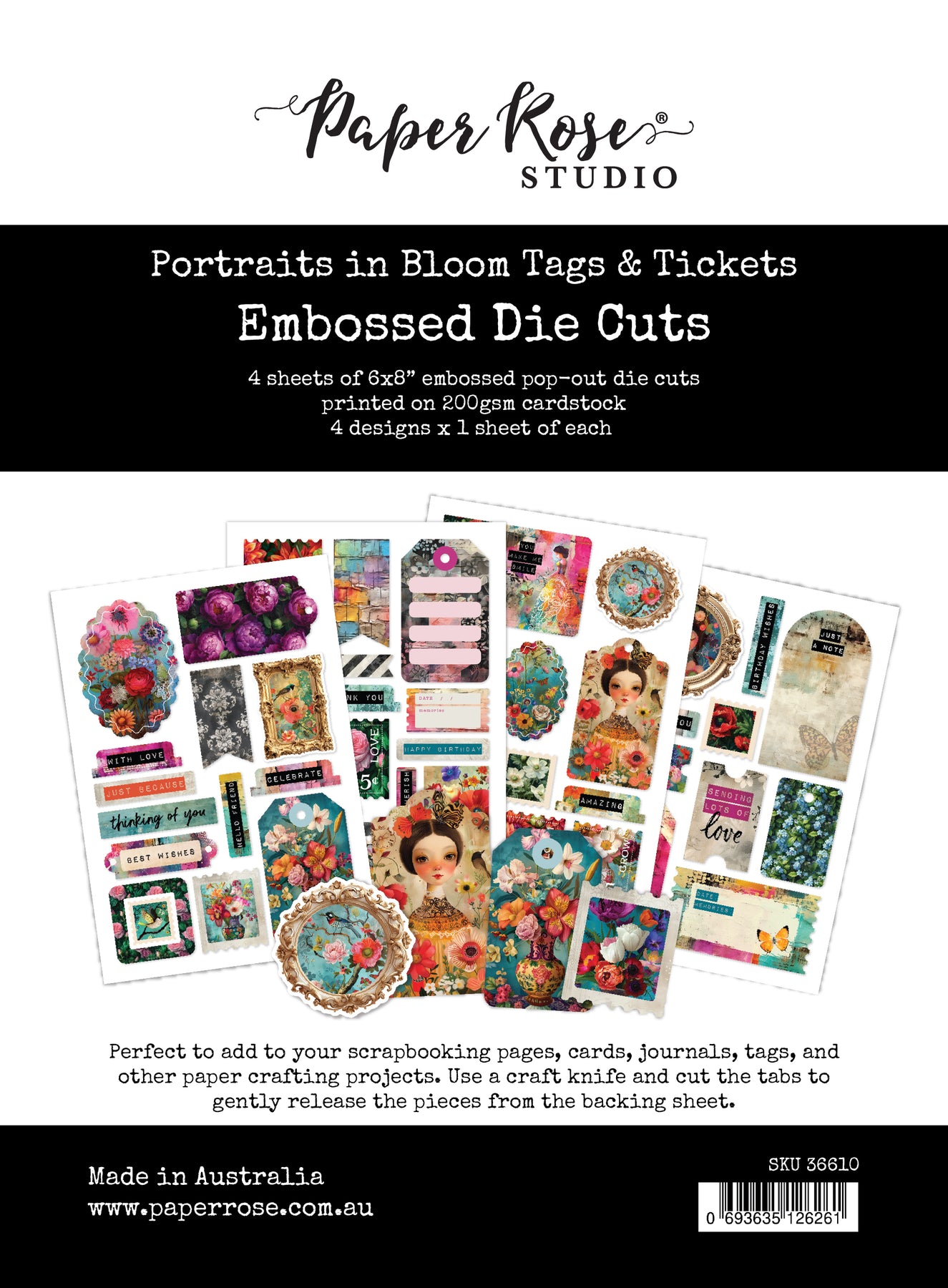 Paper Rose Portraits in Bloom Tags and Tickets