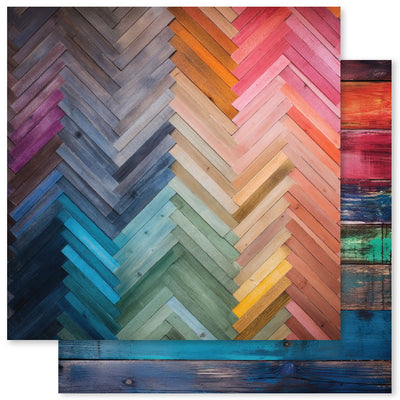 Rainbow Wood E 12x12 Paper (12pc Bulk Pack) 31034 - Paper Rose Studio