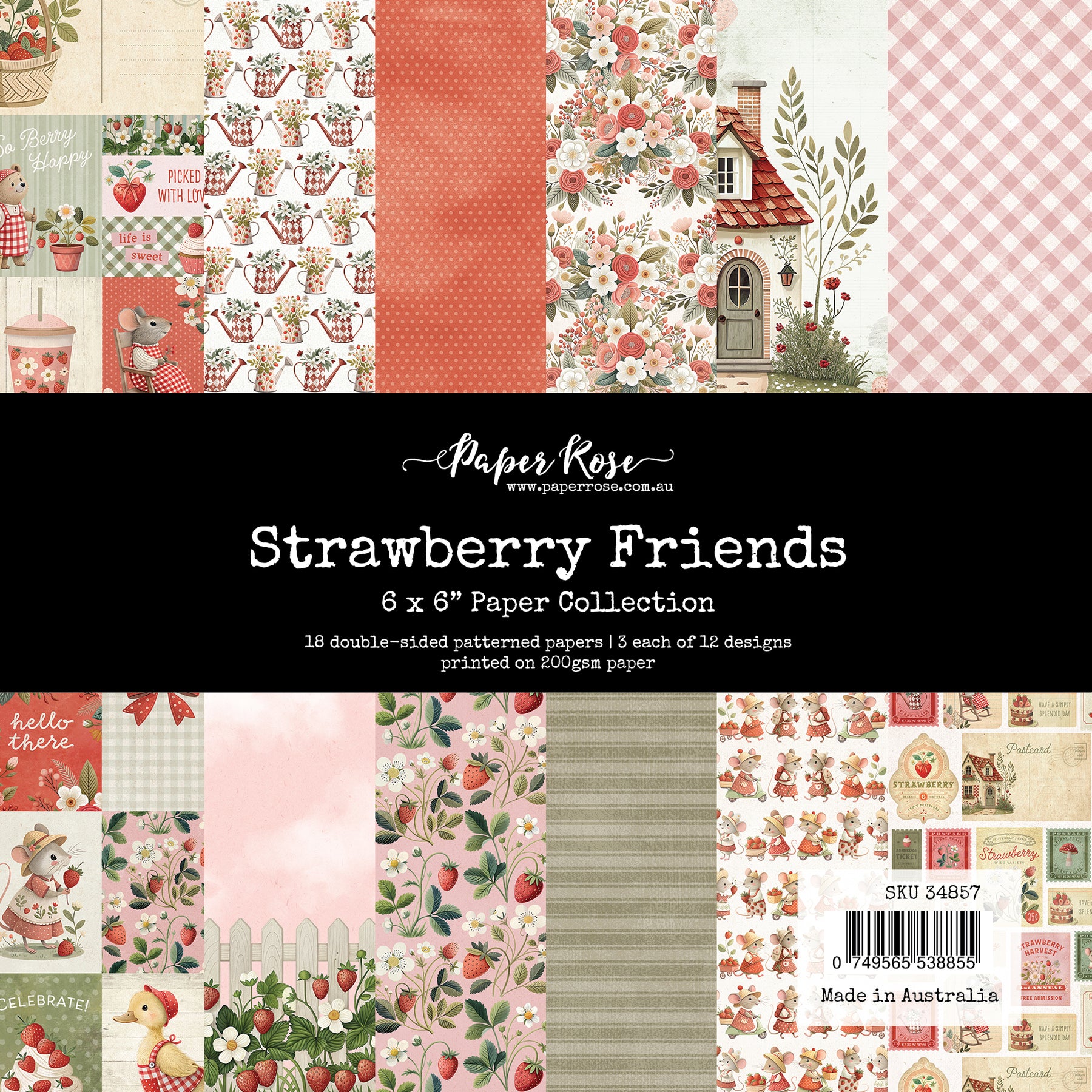 Paper Rose Strawberry Friends 6x6 papers Paper Rose Strawberry Friends 6x6 papers