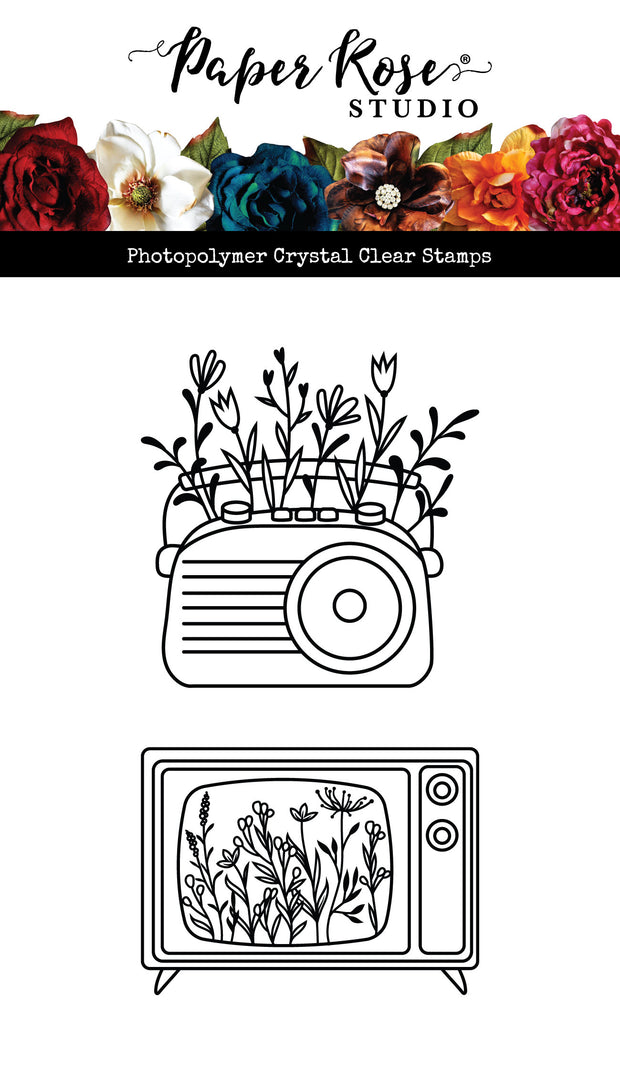 Vintage Floral TV & Radio Clear Stamp 34464