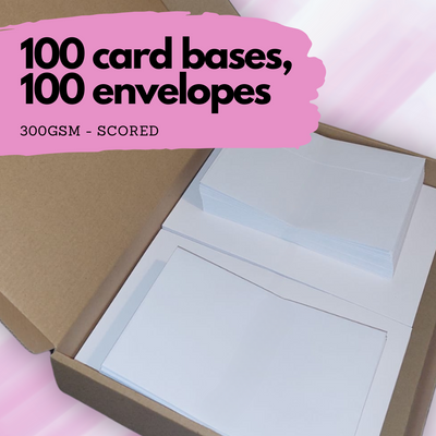 Top Fold White Card Bases - 105x148mm - Bulk Pack 100 pieces with Envelopes - Paper Rose Studio